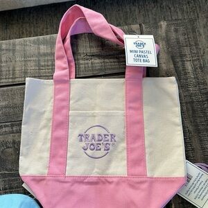 Pink and Cream Canvas Tote Bag